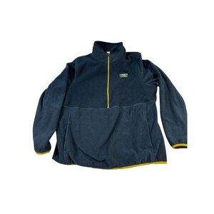 Vintage L.L.Bean Mens Fleece Pullover Jacket L Blue & Yellow Trim. Size M